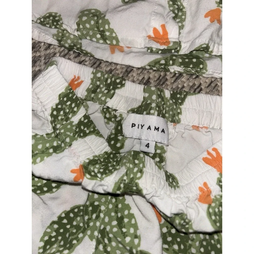 Piyama Kid's Pajama Pj 2 Piece Set 100% Rayon Natural Fiber Size 4 Cactus Plants